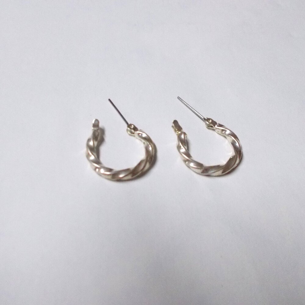Silvertone twisted hoop earrings
